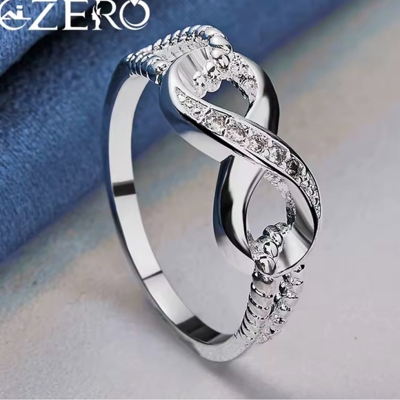 Alizero Jewelry - S925 Silver Zircon 8-Shape Ring.